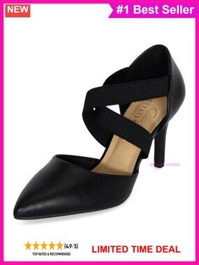 Women's Pointed Toe High Heel Pump With Secure Strap, Approx 3 Inch Heel